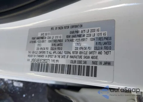 2014 Mazda Cx-5 Sport z USA, uszkodzony, nr VIN JM3KE4BE8E0360271